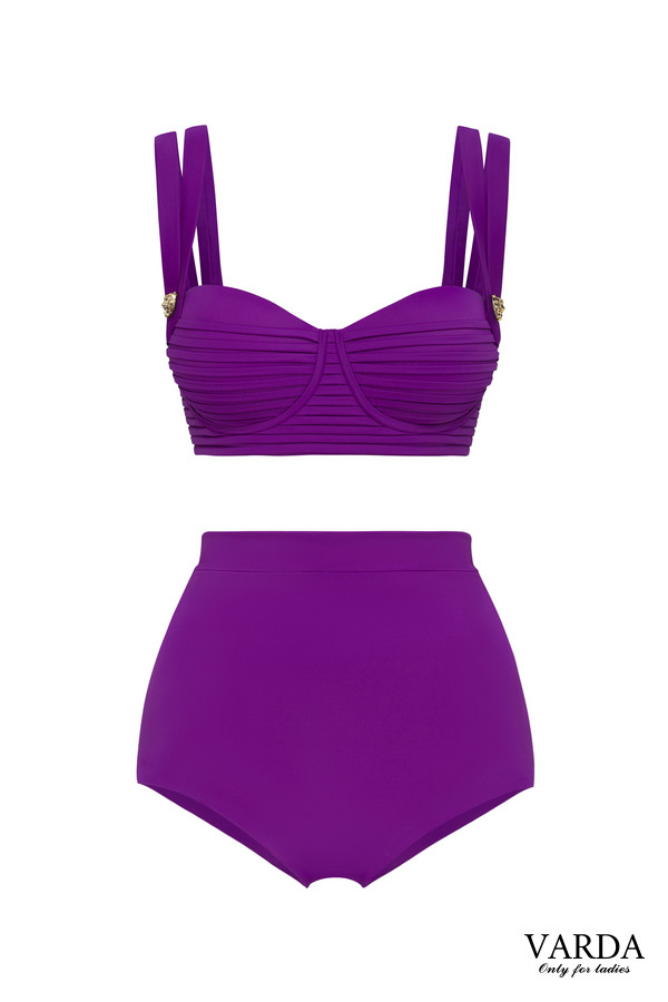 70s/80s Vintage Purple One-piece Swimsuit. Built-in Wireless Bullet Bra.  Super Retro. -  Norway