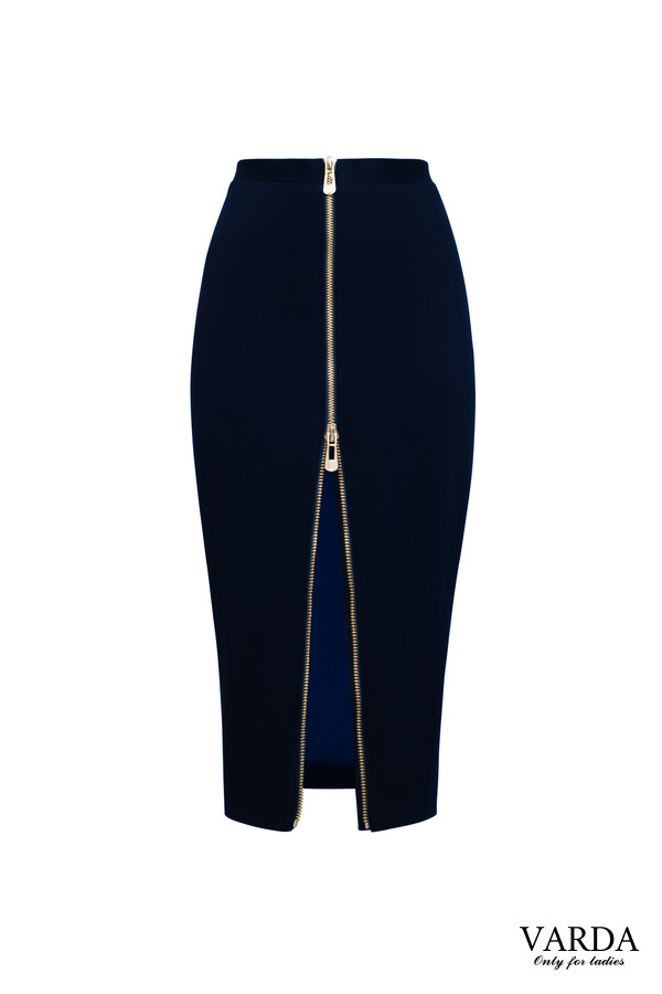 Navy blue zipper pencil skirt sale