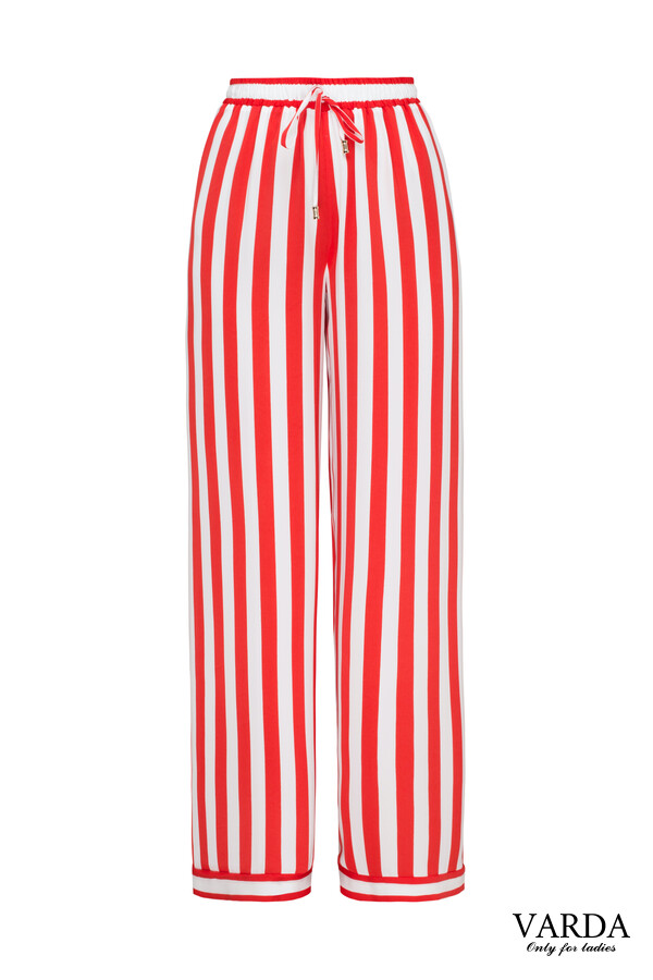 Red and cheap white striped trousers